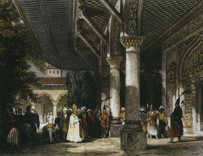 Interior del Palacio de Topkapi con la Puerta de la Felicidad (Bab-i-Saadet) Estambul, 1839 de Thomas Allom